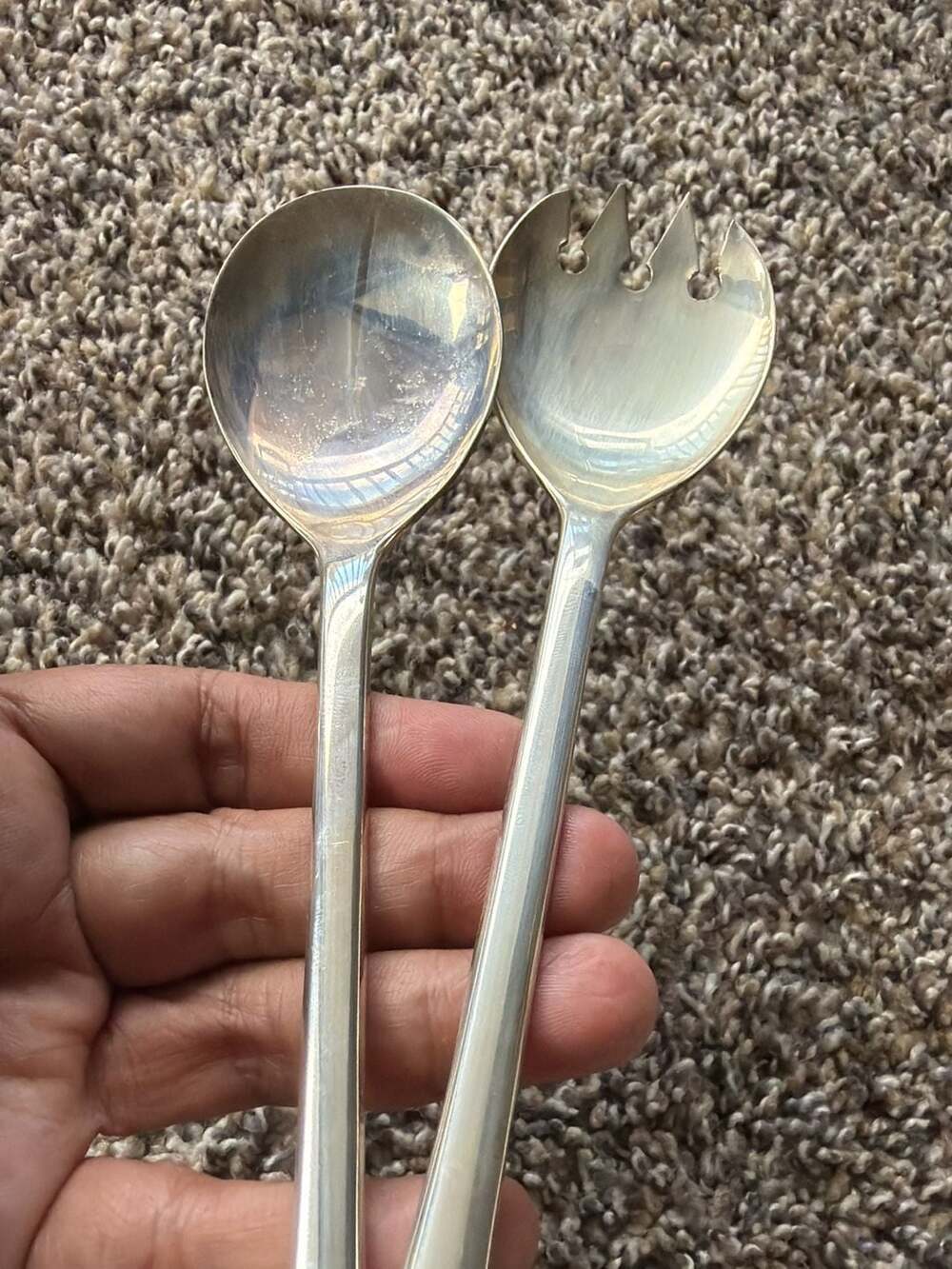 Vintage FB Rogers Italy Silver-Plated Salad Serving Spoon and Fork Set